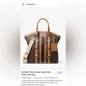 Michael Kors Bedford Travel Large Logo Stripe Dome Bag priced well below retail!